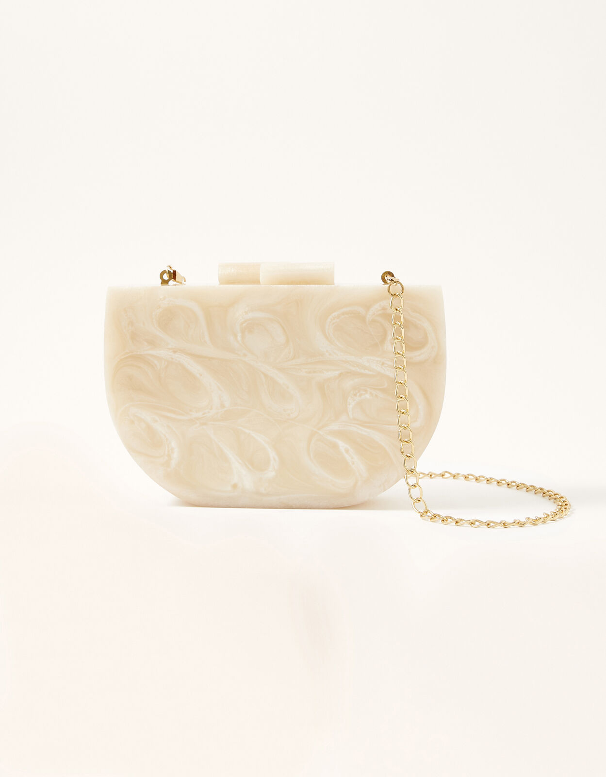 Odette White And Gold Resin Box Clutch Bag For Women