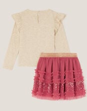 Sequin Butterfly Top & Tulle Skirt Set, Pink (PINK), large