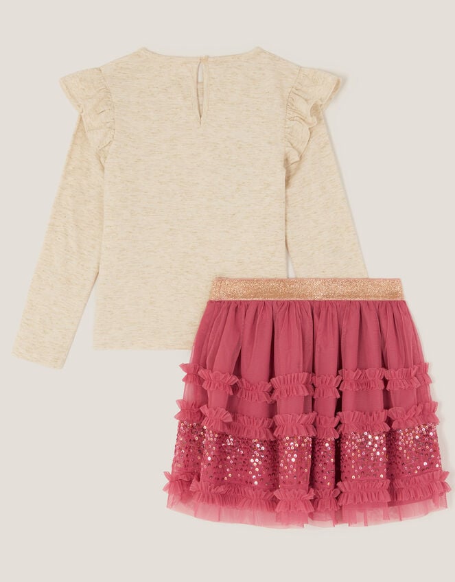 Sequin Butterfly Top & Tulle Skirt Set, Pink (PINK), large