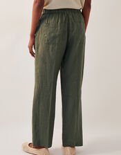 Jolie Short Wide Leg Linen Trousers, Green (KHAKI), large