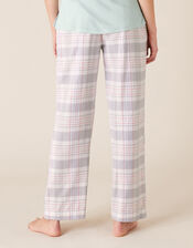 Check Print Pyjama Bottoms in Pure Cotton, Grey (GREY), large