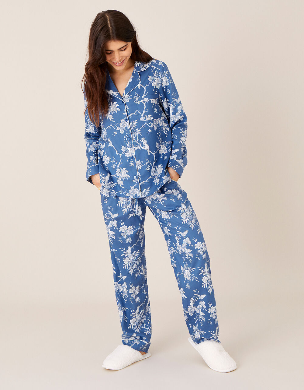 Floral Print Pyjama Set Blue | Pyjamas | Monsoon Global.