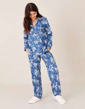Floral Print Pyjama Set, Blue (BLUE), large