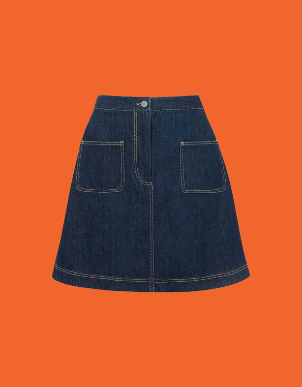 Mirla Beane Francis Denim Skirt, Blue (INDIGO), large