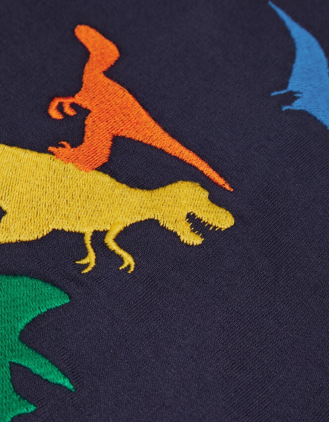 Embroidered Dinosaur Sweatshirt, Blue (NAVY), large