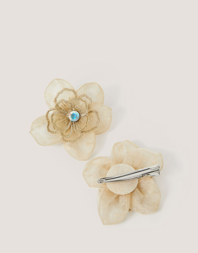 2-Pack Diamant&eacute; Flower Hair Clips, , large