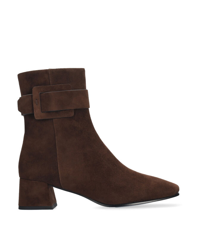 Bibi Lou Sandy Buckle Suede Ankle Boots, Brown (BROWN), large