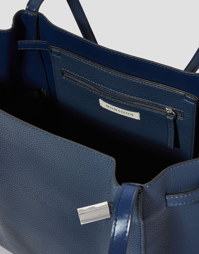 Kate Faux Leather Tote Bag, Blue (NAVY), large