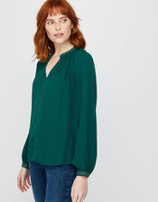 Willow Embellished Lightweight Blouse, Green (GREEN), large