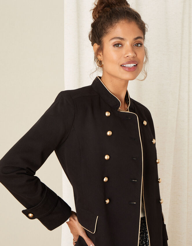 Melinda Longline Military Jacket, Black (BLACK), large