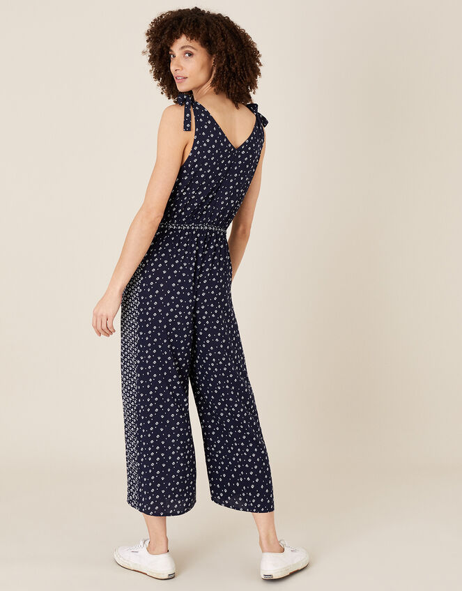 Ditsy Print Jumpsuit in LENZING™ ECOVERO™, Blue (NAVY), large