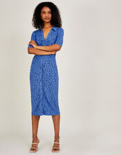 Button Through Jersey Shirt Dress, Blue (BLUE), large