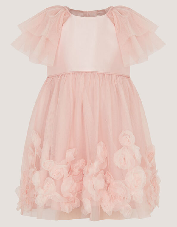 Baby Eden Appliqu&eacute; Rose Tulle Dress, Pink (PINK), large