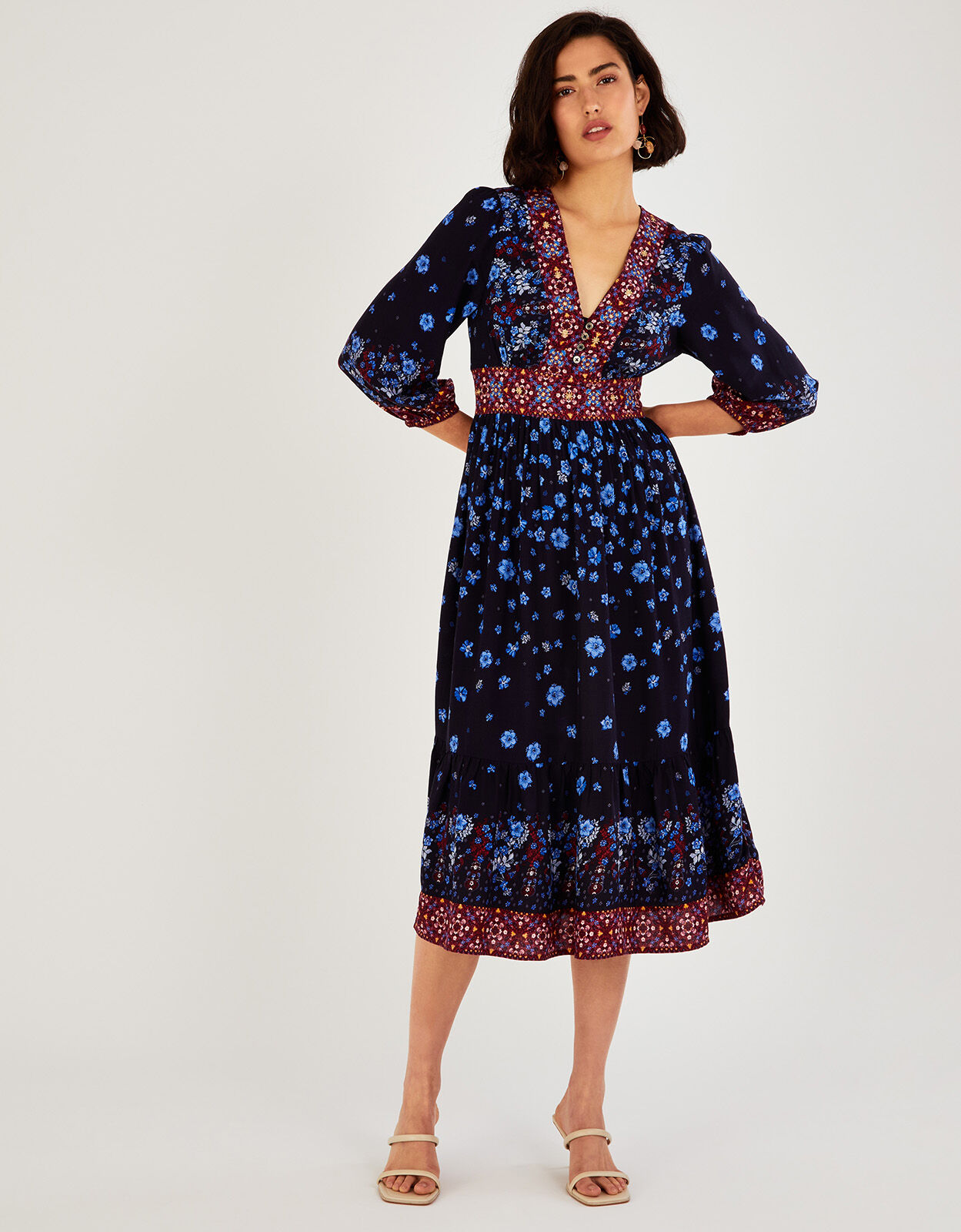 Monsoon navy floral dress top