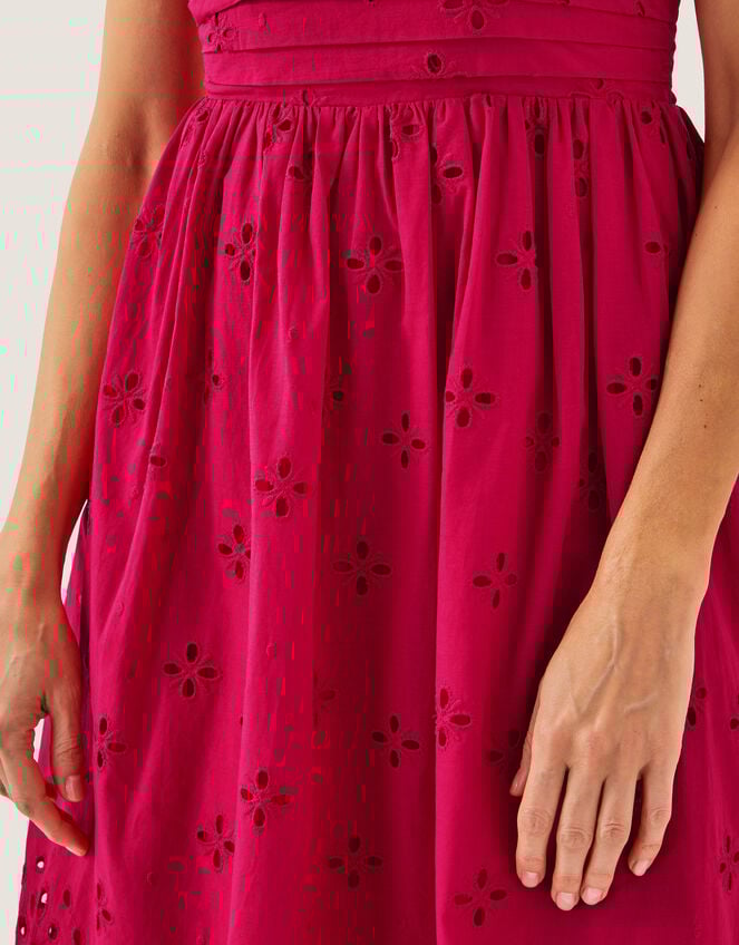 Etta Broderie Midi Dress, Red (RED), large