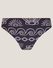 Macie Shell Print Bikini Bottoms, Black (BLACK), large