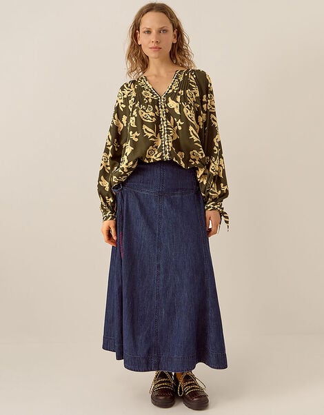 East Kris Hand Batik Top, Green (OLIVE), large