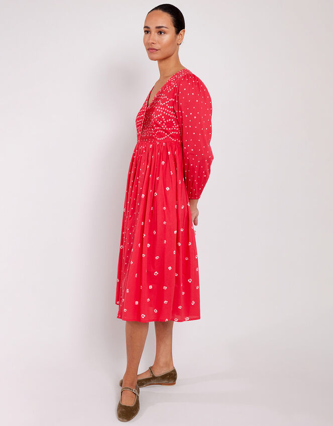 East Nova Bandhani Print Dress, Red (RED), large