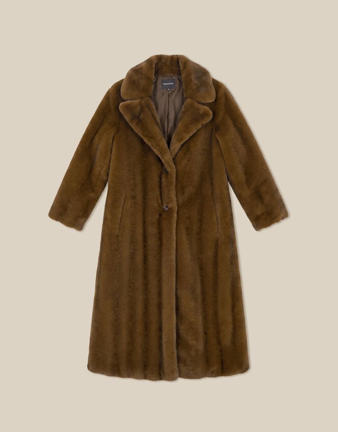 Winona Faux Fur Coat, Brown (CHOCOLATE), large