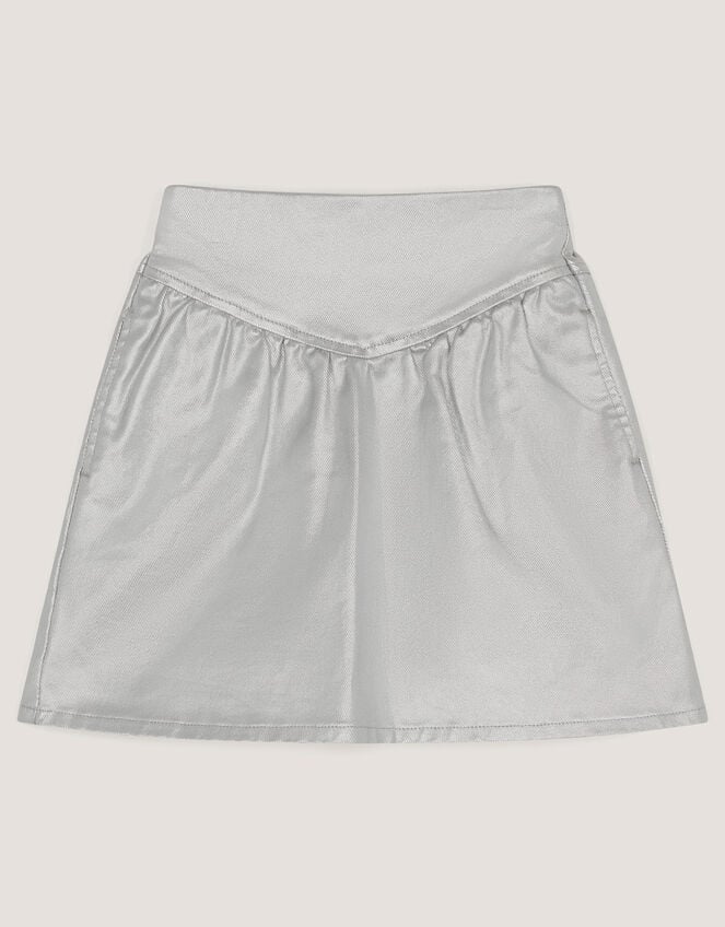 Jardine Metallic Mini Skirt, Silver (SILVER), large