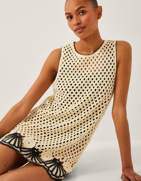 Nicole Knitted Tunic Beach Dress, Ivory (IVORY), large