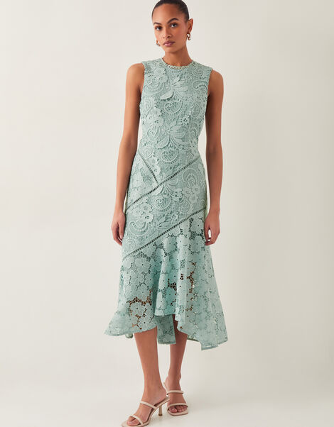 Gianna Sleeveless Lace Midi Dress, Green (SAGE), large