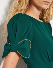 Belle Bow Sleeve Midi Dress, Green (GREEN), large