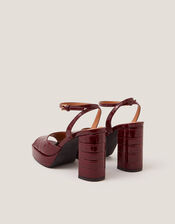 Milly Patent Croc Platform Heels, Red (BURGUNDY), large