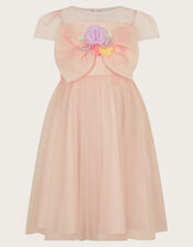 Short Sleeve Bow Blossom Dress, Pink (PINK), large