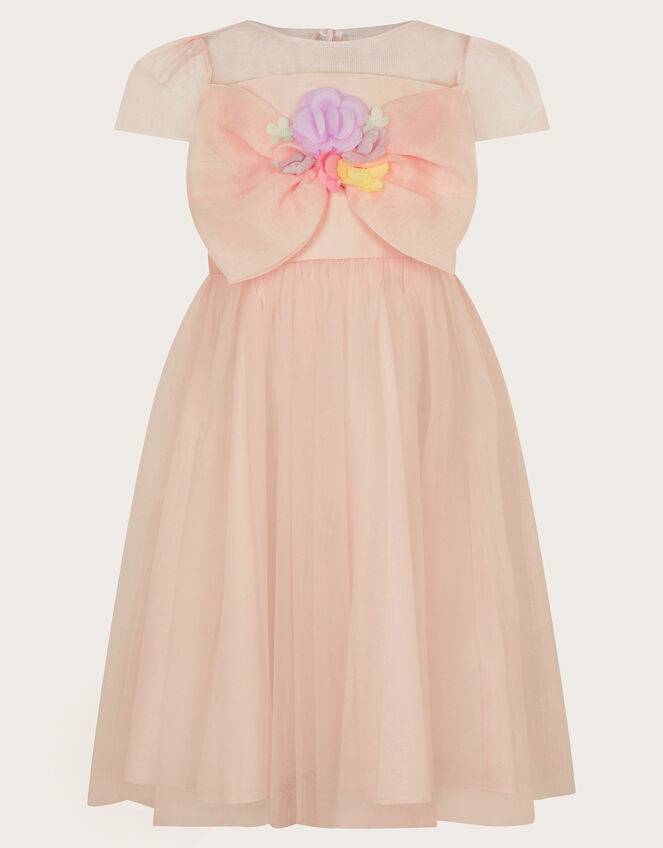 Short Sleeve Bow Blossom Dress, Pink (PINK), large