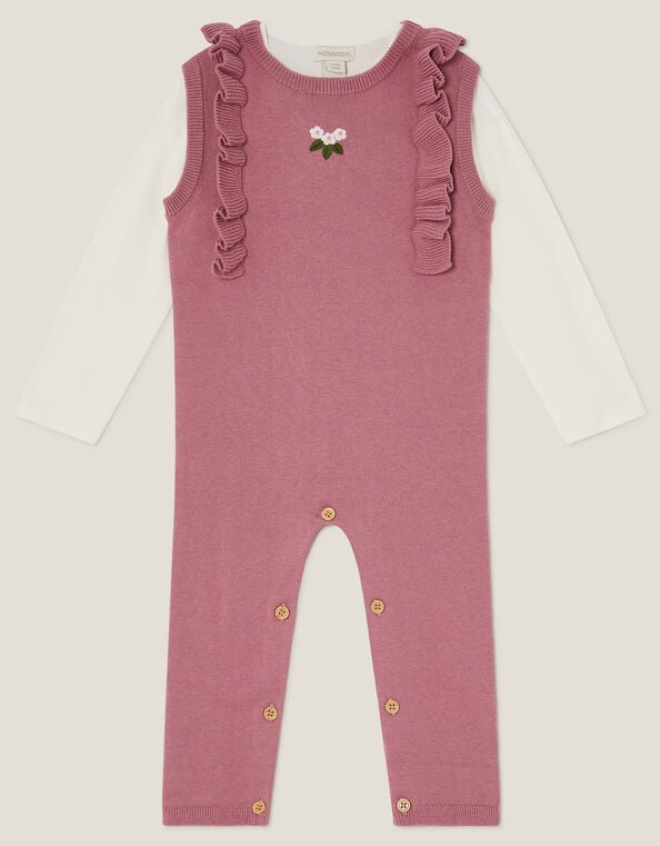 Baby Top & Knit Dungarees Set, Pink (PINK), large