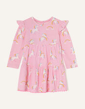 Baby Rainbow Horse Tiered Dress, Pink (PINK), large