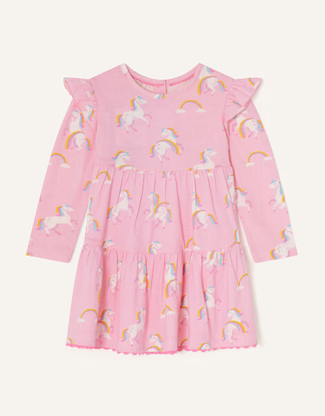 Baby Rainbow Horse Tiered Dress Pink, Pink (PINK), large