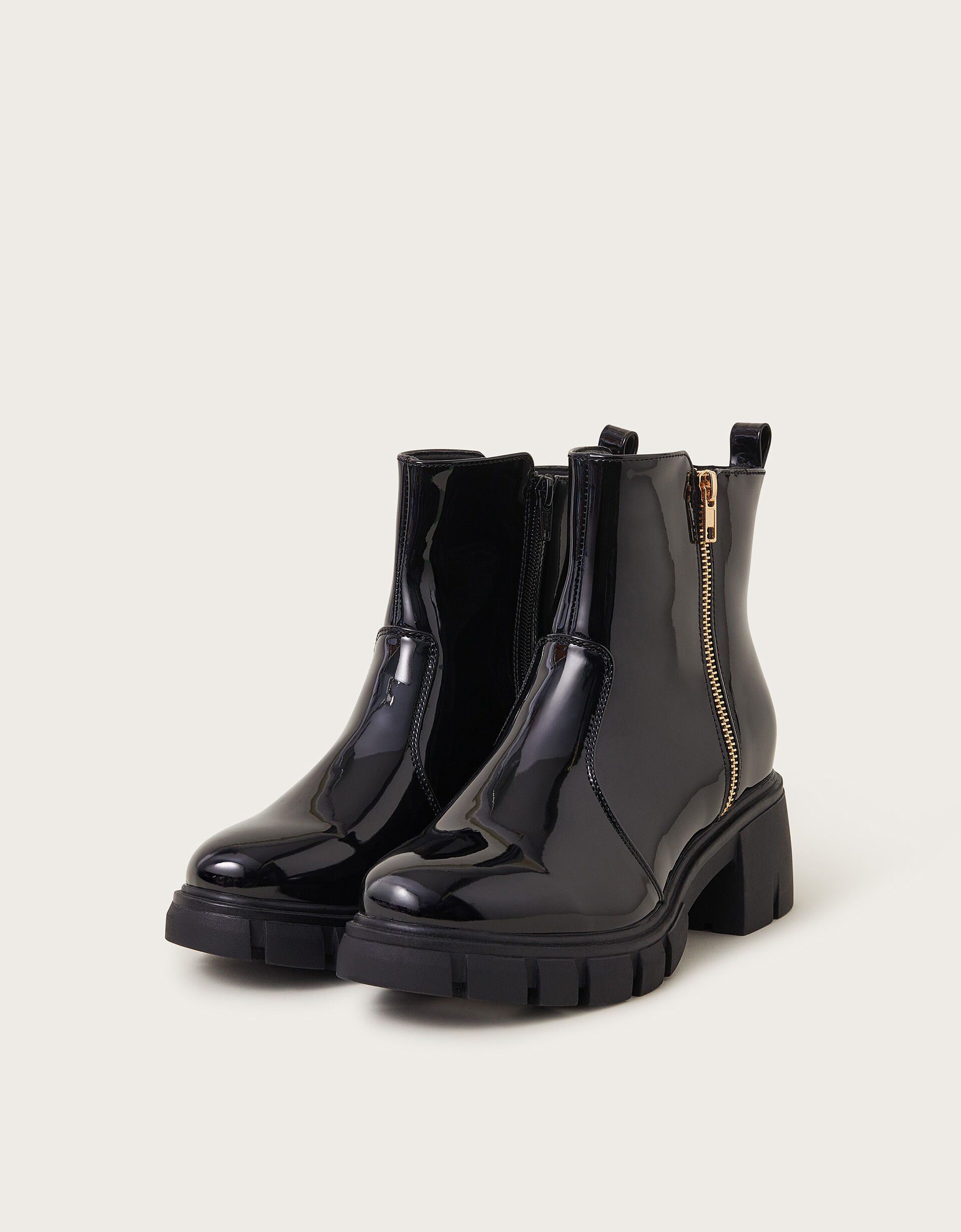 Black chunky patent boots shop