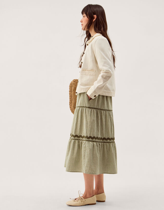 Sadie Frill Denim Jacket, Natural (ECRU), large