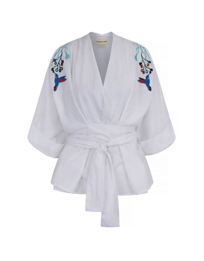 Tallulah and Hope Gloria Embroidered Blouse, White (WHITE), large