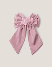 Rebecca Flower Satin Bow Hair Clip, , large