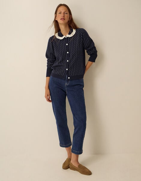 Safaia Straight Cropped Jeans, Blue (INDIGO), large