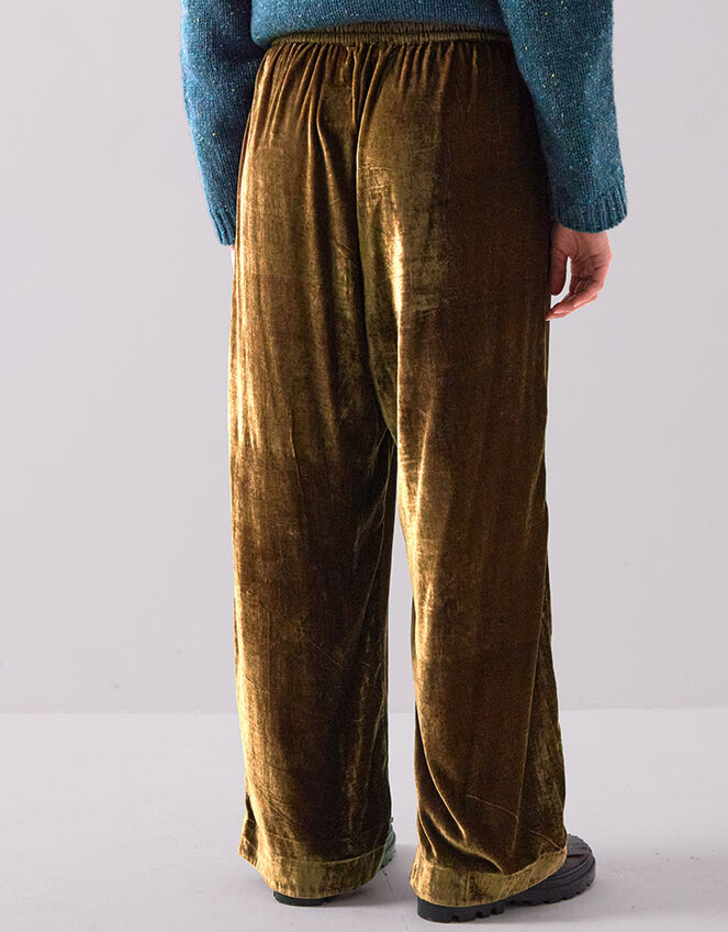 East Rumi Velvet Straight Leg Trousers, Green (GREEN), large