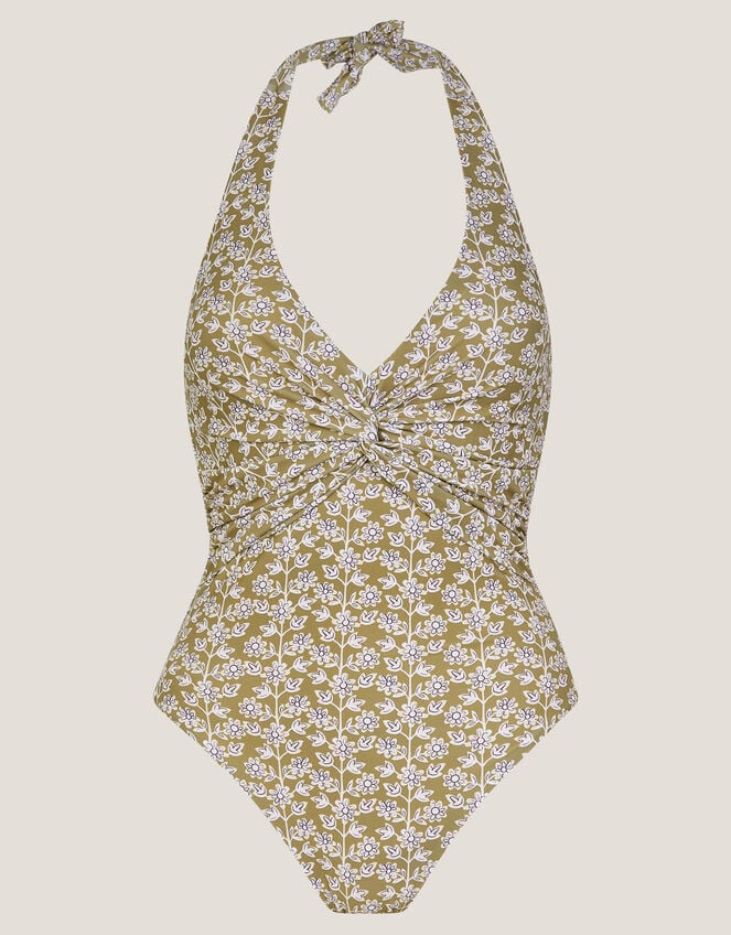 Alba Floral Print Swimsuit, Green (KHAKI), large