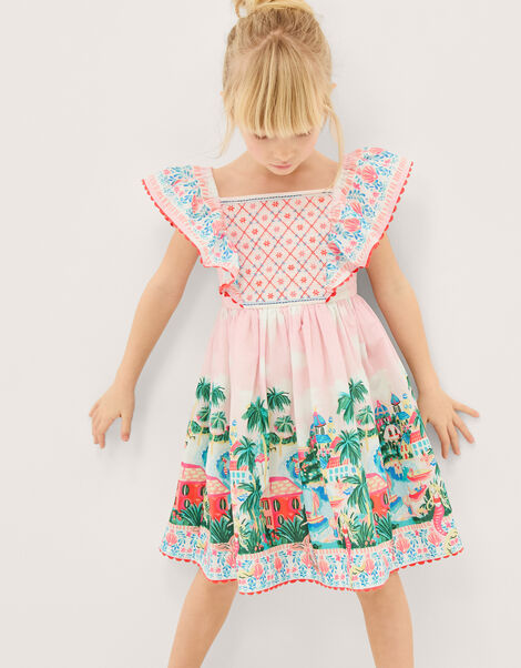 Resort Scene Smock Dress, Ivory (IVORY), large