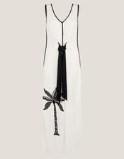 Nyla Embroidered Tie Maxi Dress, White (WHITE), large