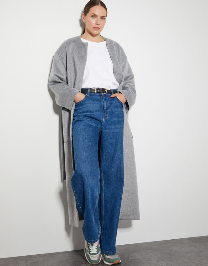 Cassie Long Belted Coat, Grey (GREY), large