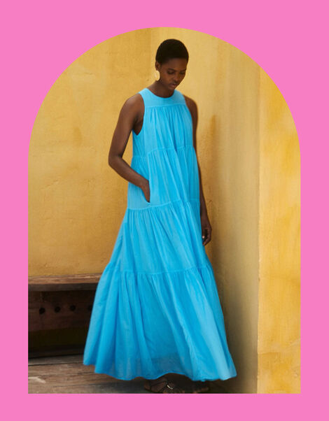 Devotion Twins Lack Sleeveless Maxi Dress, Blue (BLUE), large