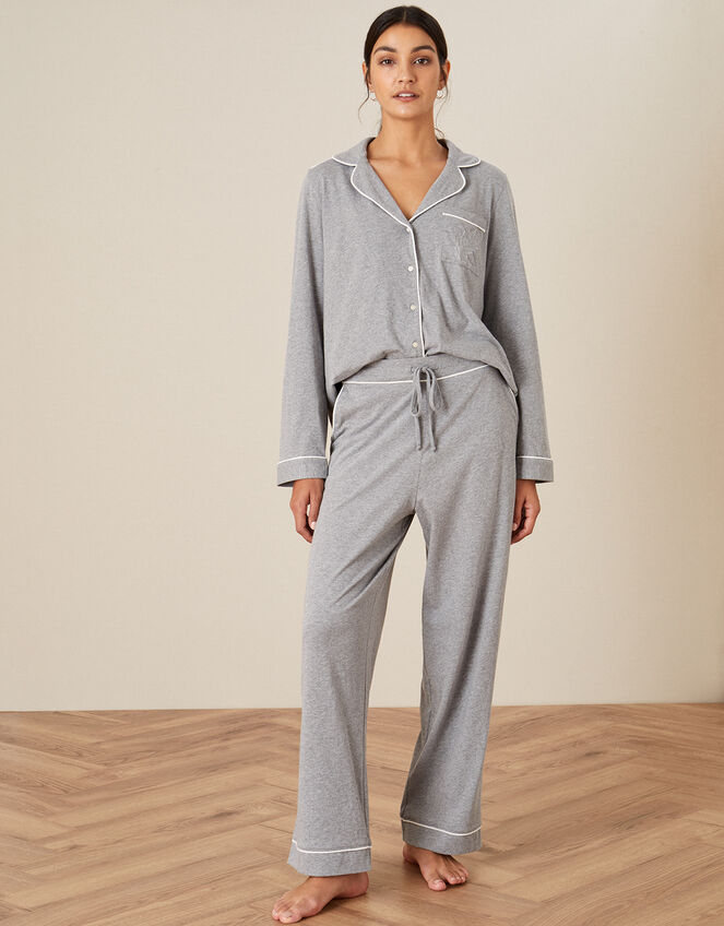 Plain Jersey Pyjama Bottoms, Grey (GREY), large