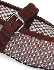 Bibi Lou Stud Mesh Ballet Flats, Red (BURGUNDY), large