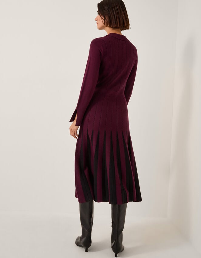 Prue Knit Pleated Shirt Dress, Red (BERRY), large