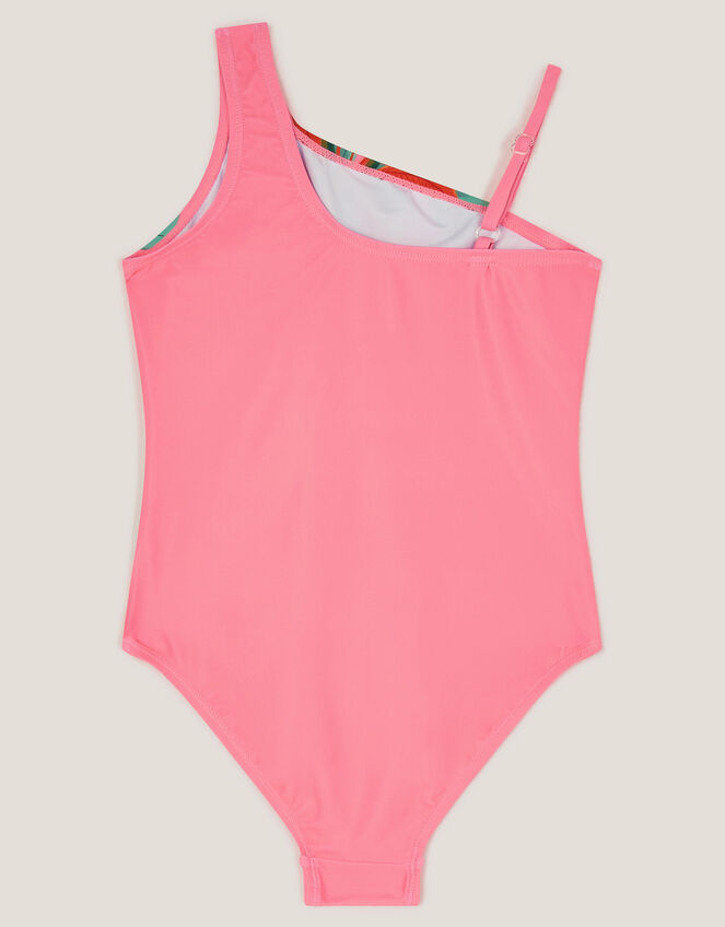 Leopard Print Asymmetrical Swimsuit, Pink (PINK), large