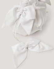 Pearl Bow Bag & Hair Clip Set, , large