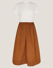 Cali Contrast T-Shirt Midi Dress, Camel (CAMEL), large